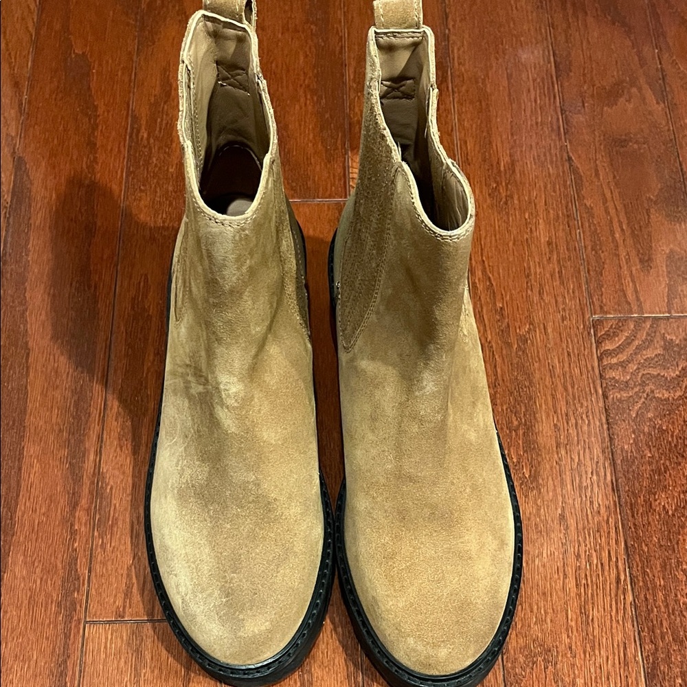 MWL tan color suede Chelsea ankle boots